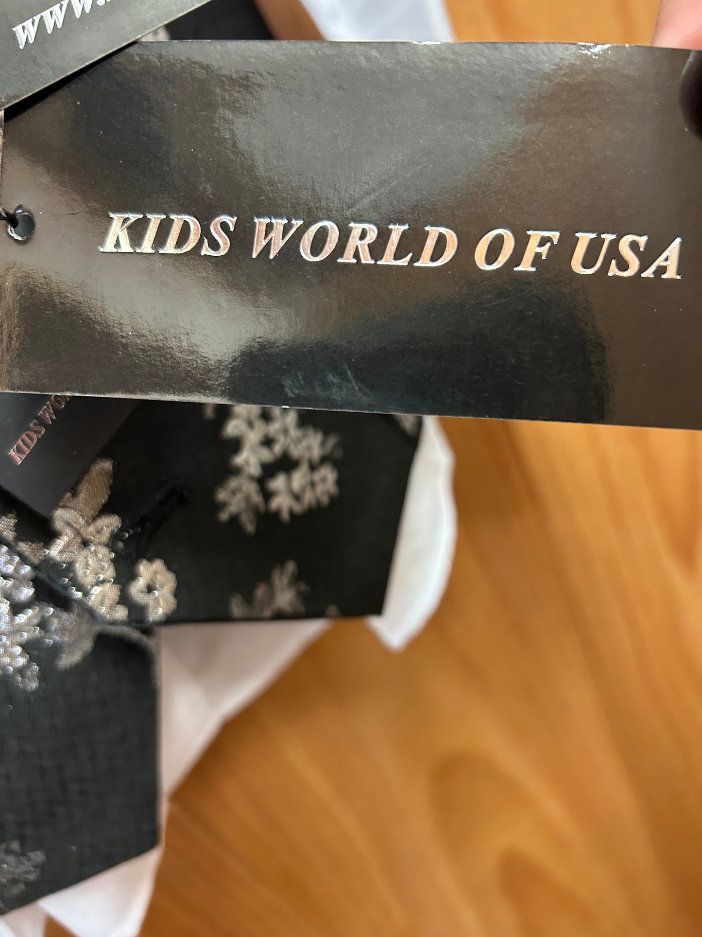 Kids World Of USA Black/Silver Vest Set with matching bow tie and white dress shirt