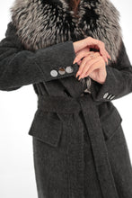 Load image into Gallery viewer, Genuine Silver Fox Cashmere Blend Coat
