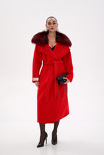 Load image into Gallery viewer, Saga®Furs Silver Fox Wool Alpaca Wraparound Coat
