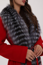 Load image into Gallery viewer, Genuine Silver Fox Virgin Wool Wrap Coat in Red
