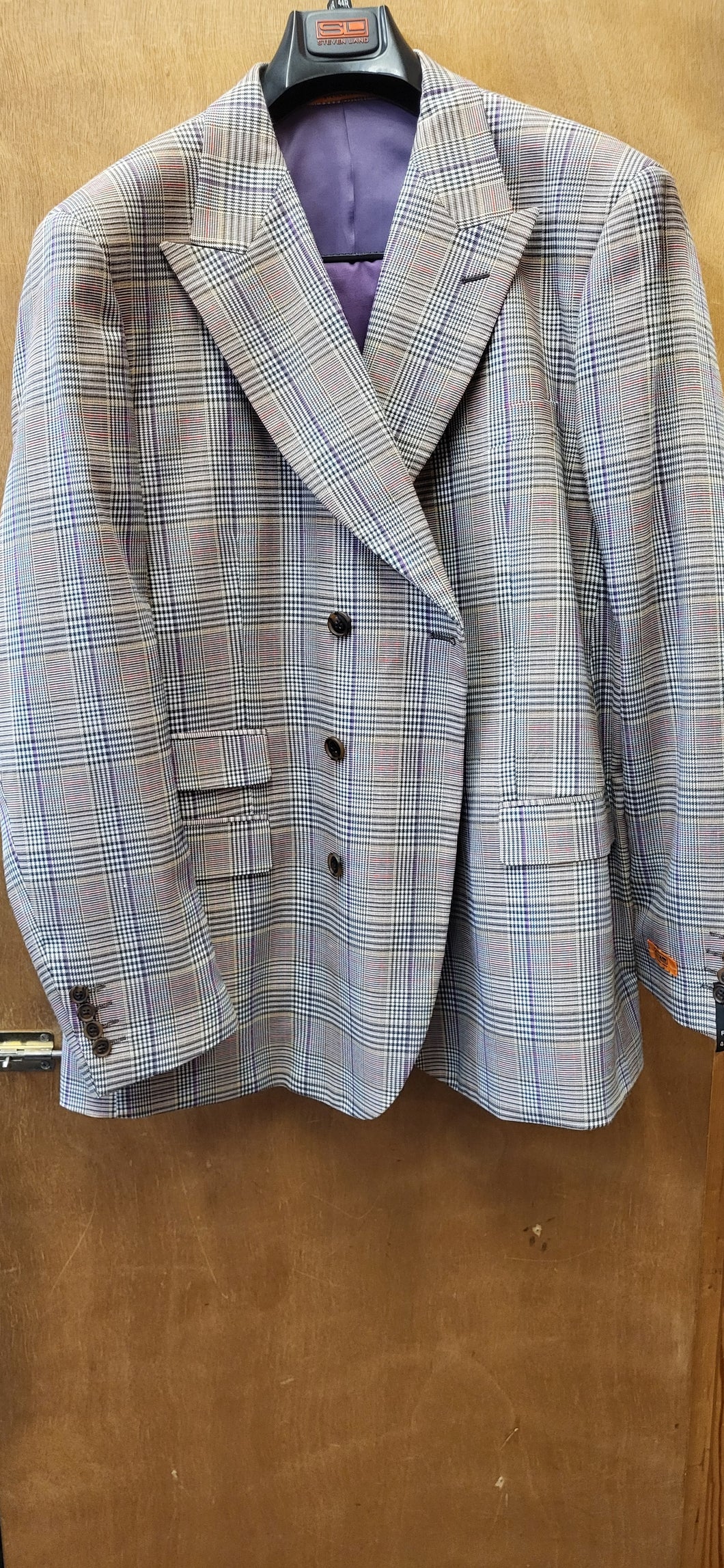 Steven Land lavender Double Breasted Suit with solid Lavender Pants