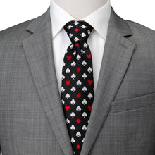 Load image into Gallery viewer, Card Suits Vegas Hidden Message Black Men's Tie
