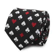 Load image into Gallery viewer, Card Suits Vegas Hidden Message Black Men's Tie
