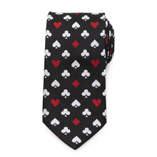 Load image into Gallery viewer, Card Suits Vegas Hidden Message Black Men's Tie
