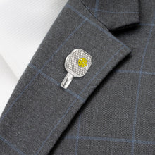 Load image into Gallery viewer, Pickleball Racket Silver Lapel Pin
