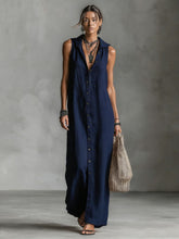 Load image into Gallery viewer, Women's Sleeveless Deep V-Neck Hooded Loose Maxi Dress – 6 Colors XS–3XL
