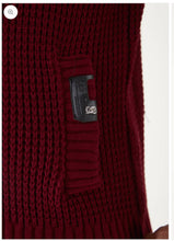 Load image into Gallery viewer, Lagos Red Men&#39;s Burgundy Button Up Sweater | Solid Striped
