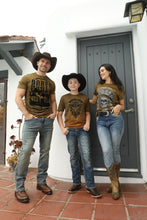 Load image into Gallery viewer, Women&#39;s Cotton American Legend Graphic Print Gold T-shirt
