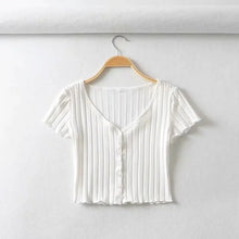 Load image into Gallery viewer, Chic Sweet Girl Style V-Neck Short Sleeve T-Shirt - # GIAA23510026
