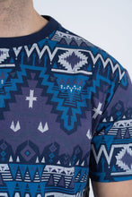 Load image into Gallery viewer, Men's Cotton Navy Aztec Print T-shirt
