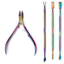 Load image into Gallery viewer, 4 Pcs/Set Professional Stainless Steel Nail Cutter Scissor Nippers Muti Function Cuticle Pusher Remover Nail Care Manicure Kits
