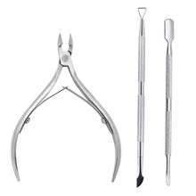 Load image into Gallery viewer, 4 Pcs/Set Professional Stainless Steel Nail Cutter Scissor Nippers Muti Function Cuticle Pusher Remover Nail Care Manicure Kits
