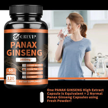 Load image into Gallery viewer, Panax Ginseng Supplement - Improve Memory and Concentration, Enhance Energy Endurance - 120 Capsules
