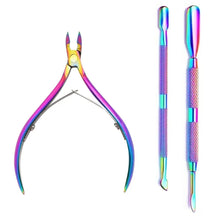 Load image into Gallery viewer, 4 Pcs/Set Professional Stainless Steel Nail Cutter Scissor Nippers Muti Function Cuticle Pusher Remover Nail Care Manicure Kits
