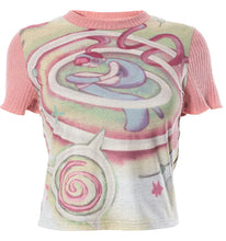 Load image into Gallery viewer, Sweet Girl Pink Plunge Sleeve Color Block T-shirt - # GIAA23510025
