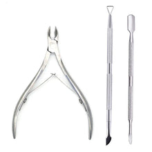 Load image into Gallery viewer, 4 Pcs/Set Professional Stainless Steel Nail Cutter Scissor Nippers Muti Function Cuticle Pusher Remover Nail Care Manicure Kits

