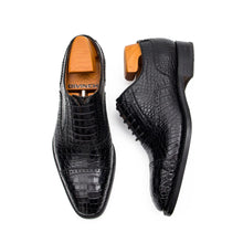 Load image into Gallery viewer, Alligator Skin Oxford Shoes Black
