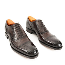 Load image into Gallery viewer, Alligator Skin Oxford Shoes Coffee
