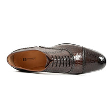 Load image into Gallery viewer, Alligator Skin Oxford Shoes Coffee
