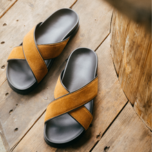 Load image into Gallery viewer, Men's Tan Amalfi Crossover Sandal

