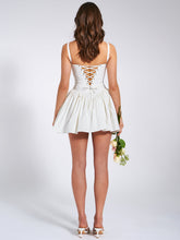 Load image into Gallery viewer, Kadi White Cotton Drop Waist Corset Mini Dress
