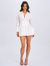 Load image into Gallery viewer, Jamila White Shirt Mini Dress with Embroidered Waist Detail
