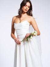 Load image into Gallery viewer, Umay White Drop Waist Satin Corset Bridal Gown
