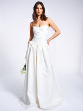 Load image into Gallery viewer, Umay White Drop Waist Satin Corset Bridal Gown
