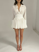 Load image into Gallery viewer, Jamila White Shirt Mini Dress with Embroidered Waist Detail
