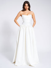 Load image into Gallery viewer, Umay White Drop Waist Satin Corset Bridal Gown
