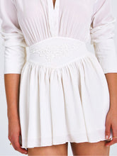 Load image into Gallery viewer, Jamila White Shirt Mini Dress with Embroidered Waist Detail
