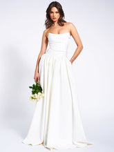 Load image into Gallery viewer, Umay White Drop Waist Satin Corset Bridal Gown
