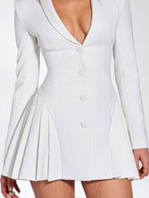 Load image into Gallery viewer, Delia White Blazer Dress with Pleated Detail
