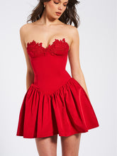 Load image into Gallery viewer, Sacha Red Lace Drop Waist Corset Puffy Mini Dress
