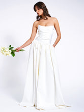 Load image into Gallery viewer, Umay White Drop Waist Satin Corset Bridal Gown
