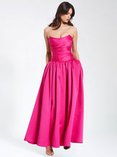 Load image into Gallery viewer, Walterina Fuchsia Satin Strapless Drop Waist Corset Gown
