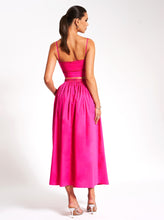 Load image into Gallery viewer, Martha Fuchsia Cotton Poplin Maxi Skirt With Lace Trim
