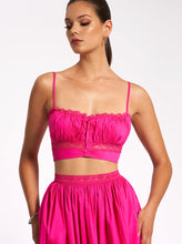 Load image into Gallery viewer, Maya Fuchsia Cotton Poplin Top With Lace Trim
