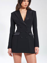 Load image into Gallery viewer, Calista Black Stretch Crepe Blazer Dress
