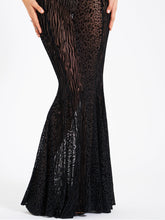 Load image into Gallery viewer, Ulani Black Burnout Velvet Detail Mesh Maxi Dress
