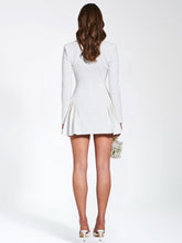 Load image into Gallery viewer, Delia White Blazer Dress with Pleated Detail
