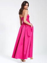 Load image into Gallery viewer, Walterina Fuchsia Satin Strapless Drop Waist Corset Gown
