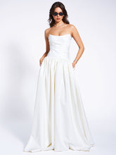 Load image into Gallery viewer, Umay White Drop Waist Satin Corset Bridal Gown
