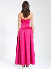 Load image into Gallery viewer, Walterina Fuchsia Satin Strapless Drop Waist Corset Gown
