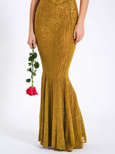 Load image into Gallery viewer, Ulani Gold Burnout Velvet Detail Mesh Maxi Dress
