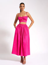 Load image into Gallery viewer, Martha Fuchsia Cotton Poplin Maxi Skirt With Lace Trim
