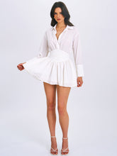 Load image into Gallery viewer, Jamila White Shirt Mini Dress with Embroidered Waist Detail
