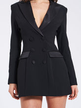 Load image into Gallery viewer, Calista Black Stretch Crepe Blazer Dress
