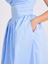 Load image into Gallery viewer, Reina Blue Drop Waist Corset Midi Dress
