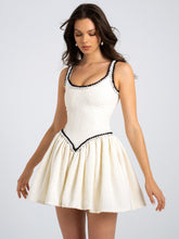 Load image into Gallery viewer, Coco White Boucle Tweed V Waist Mini Dress
